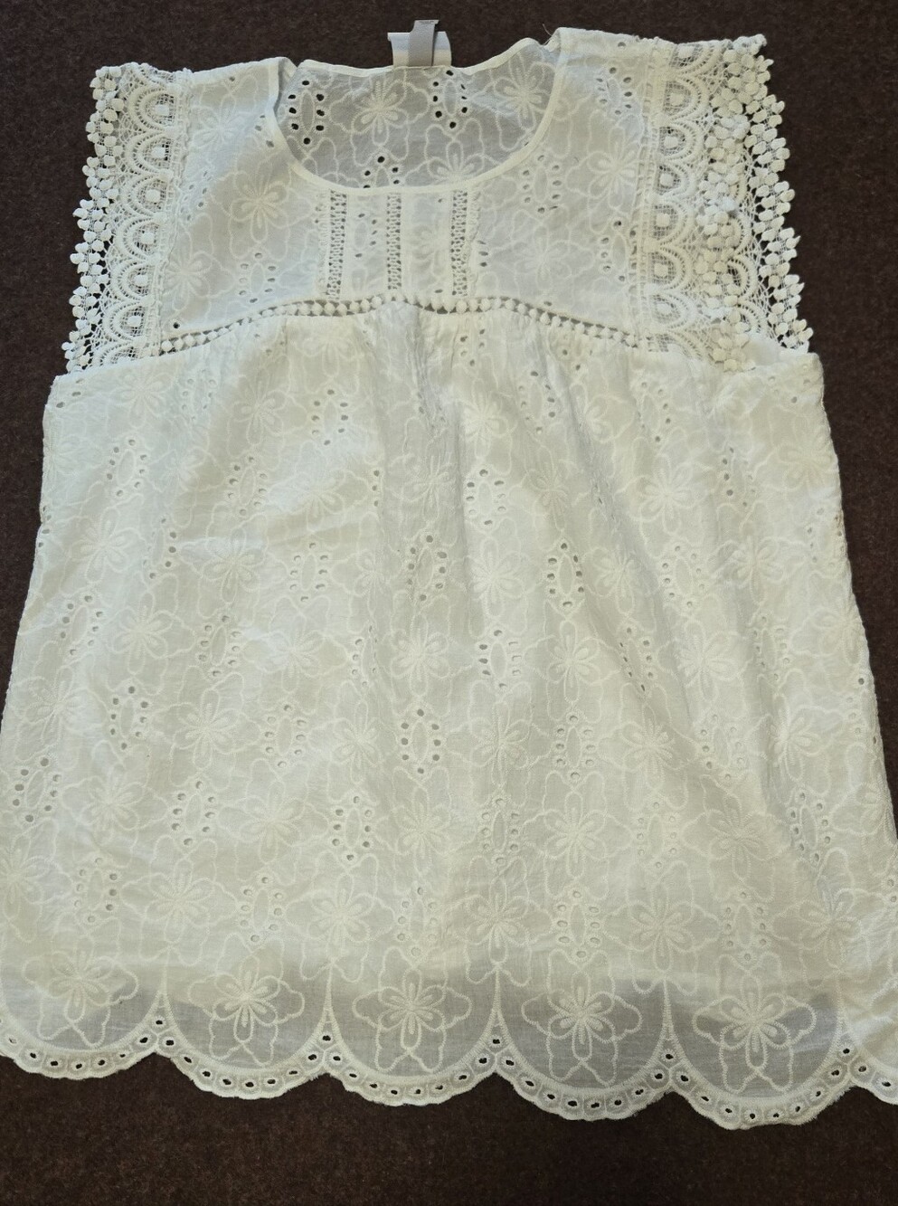 Knox Rose White Eyelet Lace Sleeveless Blouse Size LARGE
